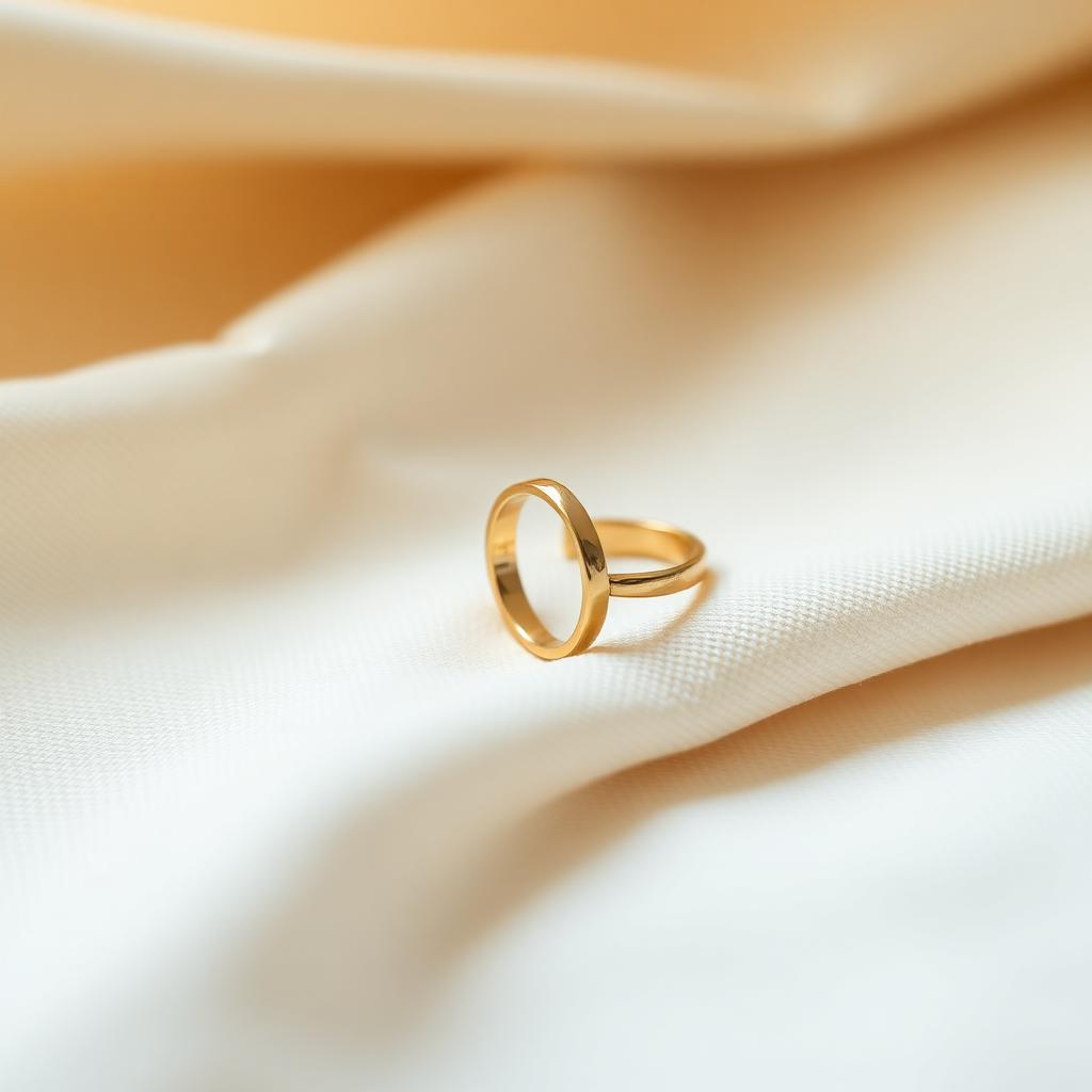 Gold-finished sterling silver ring on ivory linen