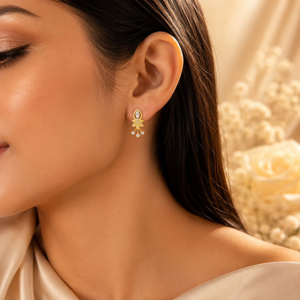 Petite Bloom Earring - 925 Silver 20K Gold Plated - SELEN