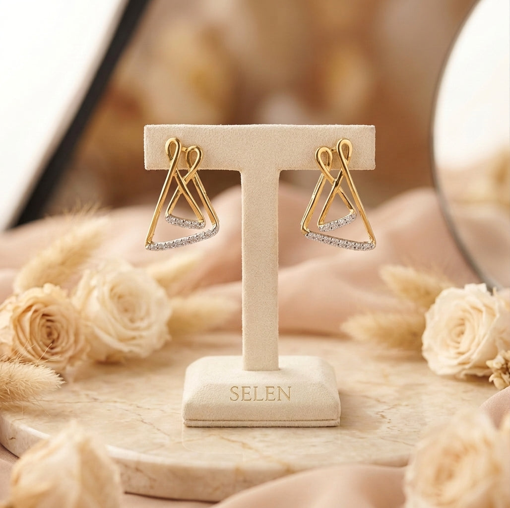 Triangle Earrings - 925 Silver 20K Gold Plated - SELEN